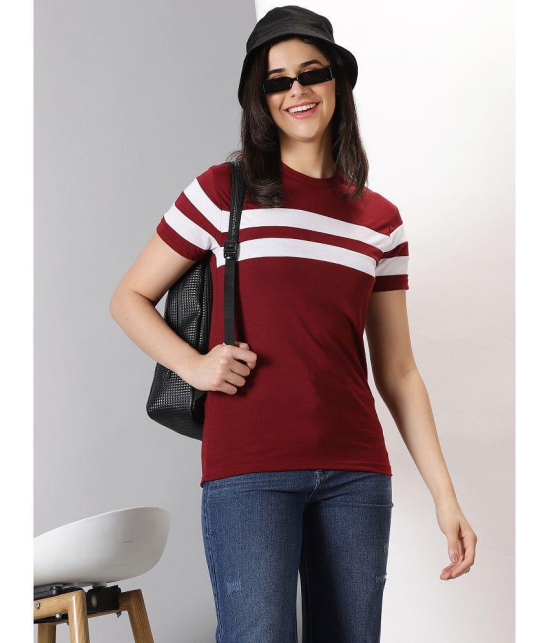 AUSK - Maroon Cotton Blend Regular Fit Women's T-Shirt ( Pack of 1 ) - None