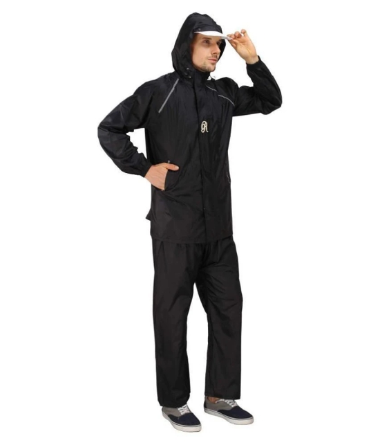 Goodluck Nylon Raincoat Set - Black - XXL