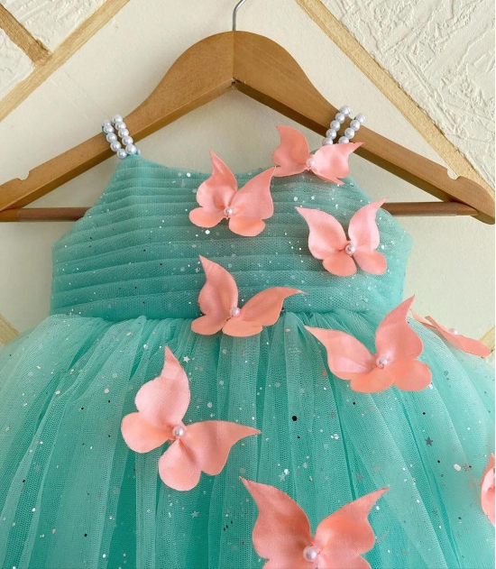 Cutedoll Mint Net Sparkle with butterfly kids Girls Dress-18-24 Month