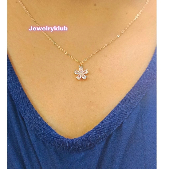 Jewelryklub AD Cubic Zirconia Pendant Necklace Chain For Women Girls Anti Tarnish Stainless Steel Rose Gold Design 5