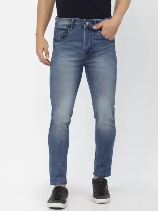 Men Slim Mid Rise Blue Jeans