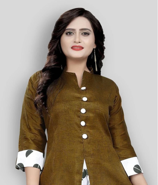 Rangrasiya - Rust Silk Blend Womens Flared Kurti - M