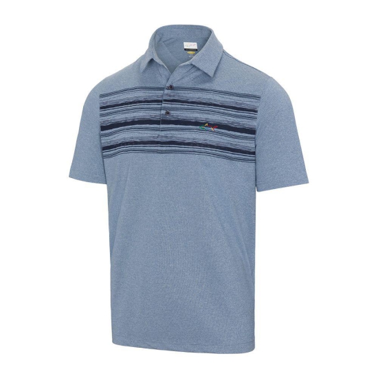 Greg Norman Men's Engineered Wave Stripe Polo - Navy-M