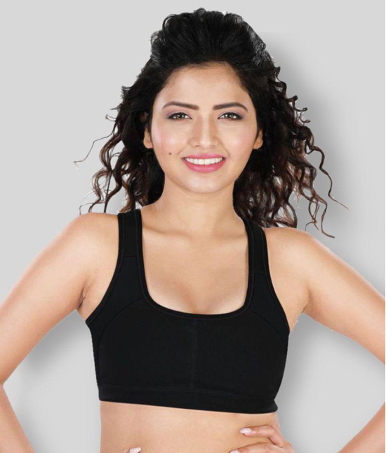 Dermawear Black Poly Cotton Solid Sports Bra - M