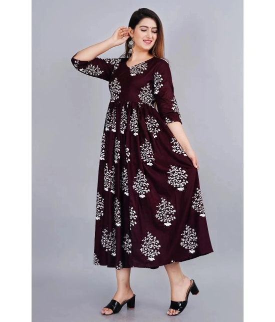 Smien - Wine Rayon Womens Flared Kurti ( Pack of 1 ) - None