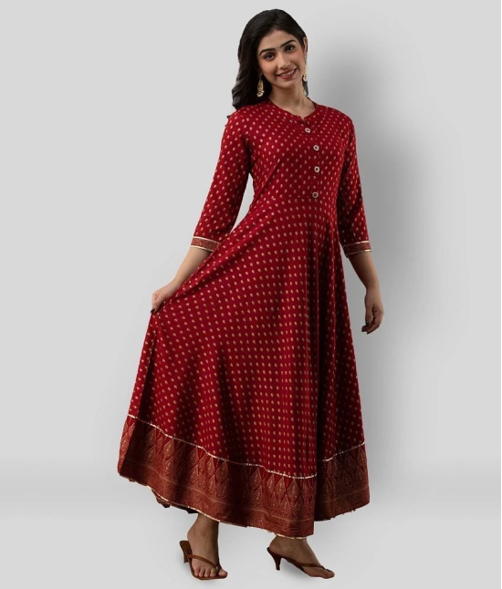 Lee Moda - Maroon Rayon Womens Flared Kurti ( Pack of 1 ) - XXL