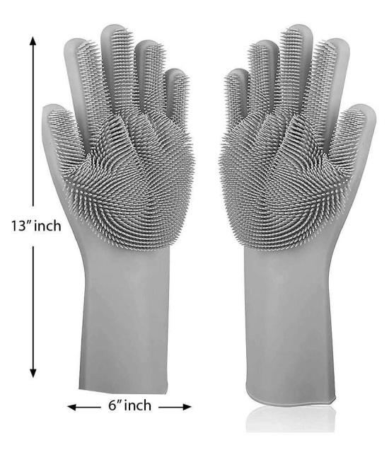 Silver Shine Magic Silicone Scrub Polyester Large Cleaning Glove