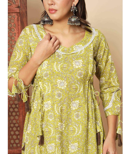 Vbuyz Cotton Printed Kurti With Pants Womens Stitched Salwar Suit - Green ( Pack of 1 ) - None