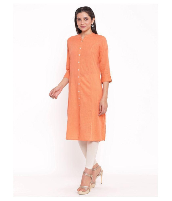 FabbibaPrints - Peach Cotton Women's Straight Kurti - XL