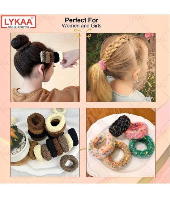 Lykaa Multi designs Cotton Stretchable hair rubber band ponytail holder for women - Pack of 11 - Multi