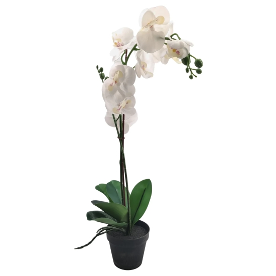 Artificial White Orchid Potted Plant