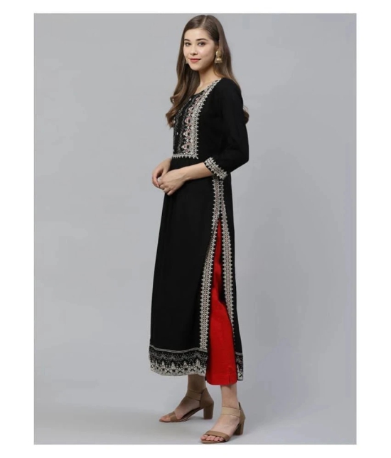 Divena - Black Rayon Womens Straight Kurti - M