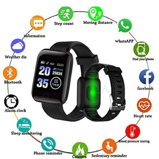 PunnkFunnk Fitness Band, AMOLED Color Display, 3 Weeks Battery Life, Personal Activity Intelligence, 9 Sports Mode, Heart Rate, Women's Health Tracking (Black) (D116)