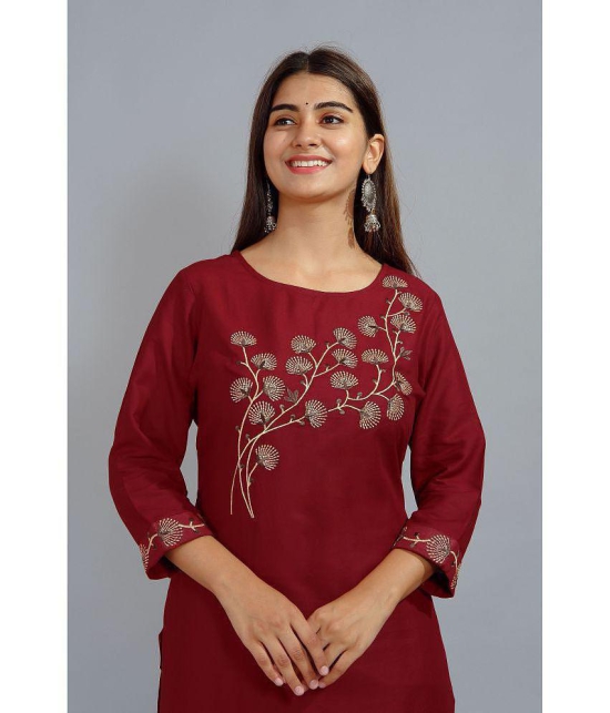 SIPET - Maroon Straight Rayon Women''s Stitched Salwar Suit ( Pack of 1 ) - None