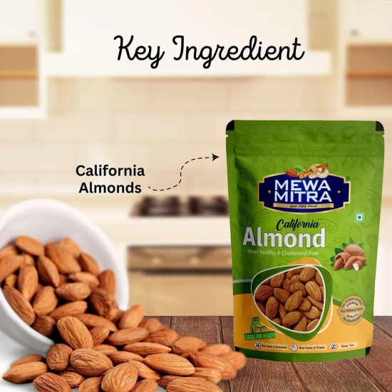 Mewa Mitra Natural and Fresh Almonds | Premium Californian Almonds, Raw Dry Fruit, High Protein Snack and Super Healthy Nuts | (Pack of 2) 400 gram