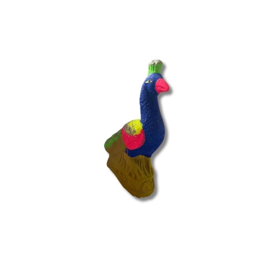 Handcrafted Colorful Clay Peacock Statue