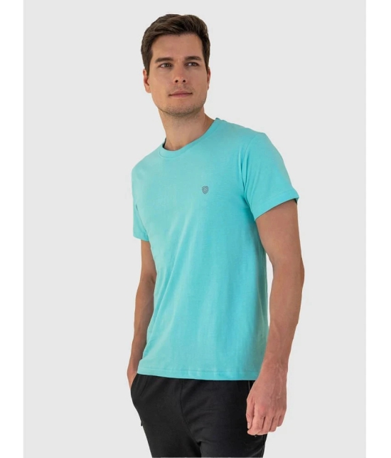 Lux Cozi Cotton Regular Fit Solid Half Sleeves Mens T-Shirt - Turquoise ( Pack of 2 ) - None