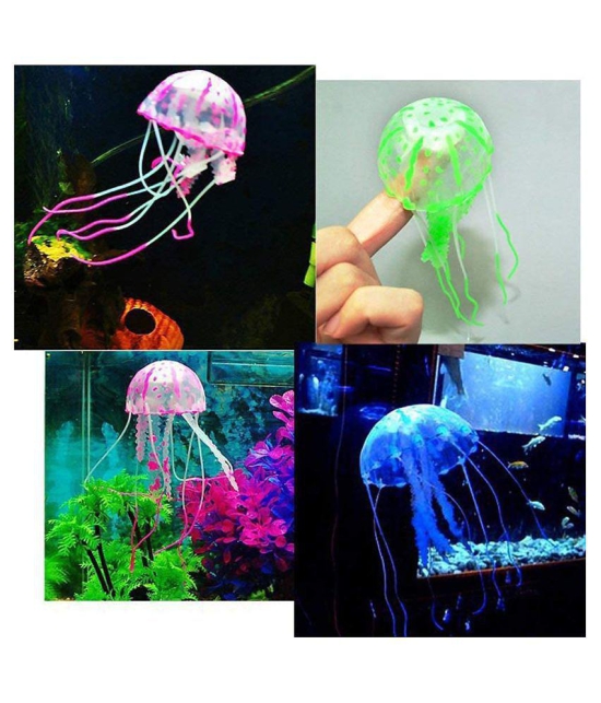 Petshop7 Aquarium Glowing Artificial Silicon Jelly Fish Tank Ornament Decoration (Green)