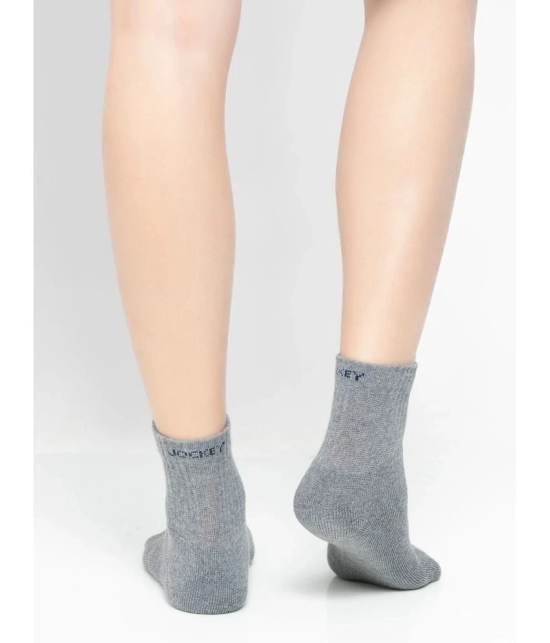 Jockey 7036 Men Compact Cotton Terry Ankle Length Socks - Mid Grey Melange - Grey Melange