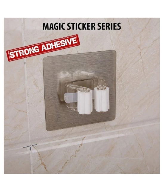 Pack Of 2 Magic Sticker Series Self Adhesive Multifunction Wall Mounted Mop Broom Holder for Your Home, Kitchen and Wardrobe