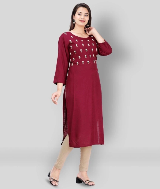 JC4U - Maroon Rayon Womens Straight Kurti ( Pack of 1 ) - 6XL