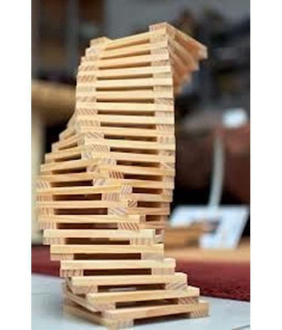 FRATELLI JENGA Tumbling Tower Customizable Numbered Wooden Blocks with 4 Dices, Stacking Game Kids/Adults Game - 48 Pieces