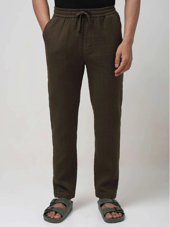 Olive Relaxed Fit Drawstring Trouser In Cotton