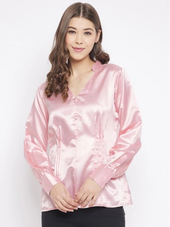 Women Pink Solid Satin Top