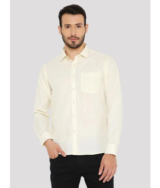 Maharaja Cotton Blend Slim Fit Solids Full Sleeves Mens Casual Shirt - Yellow ( Pack of 1 ) - None