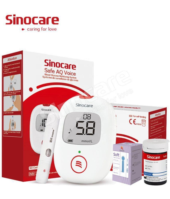 SINOCARE SAFE AQ METER WITH 50 STRIPS ( VOICE SUPPORT ) Expiry Aug 2024