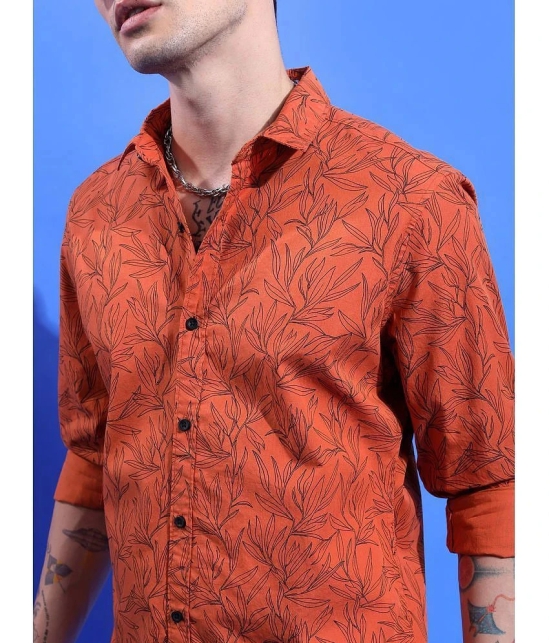 Ketch 100% Cotton Regular Fit Printed Full Sleeves Mens Casual Shirt - Rust ( Pack of 1 ) - None