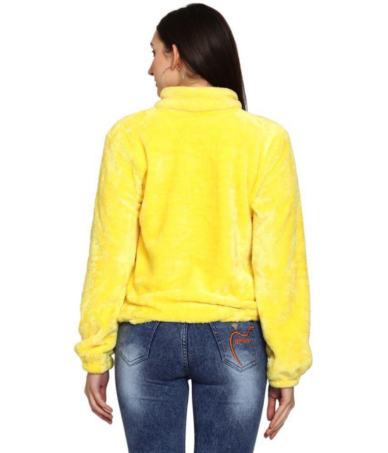 PPTHEFASHIONHUB Faux Fur Womens Non Hooded Sweatshirt ( Yellow ) - None