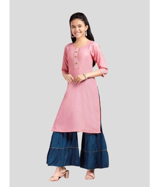 Aarika Peach Cotton Girls Kurta and Sharara Set ( Pack of 1 ) - None