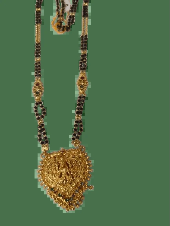 Mangalsutra  Chain with Black Beads and Dual Pendants