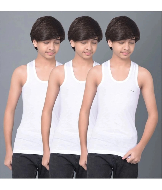 Pack of 3 Dollar Bigboss Cotton Blend Solid Boys Vest ( White ) MBKVE-01-FNRN-WHT-PO3 - None