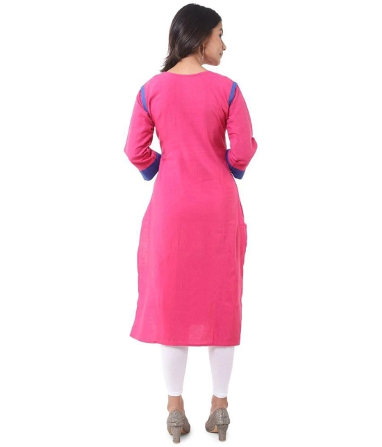 DESHBANDHU DBK - Pink Cotton Womens Straight Kurti - None