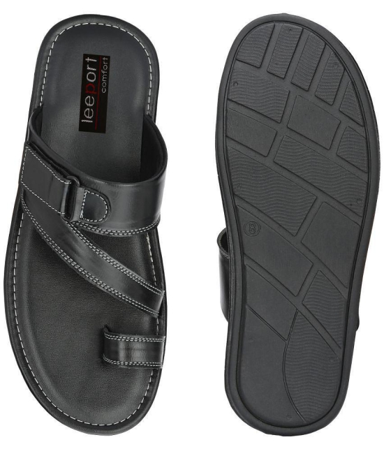 Leeport - Black Synthetic Thong Flip Flop - None