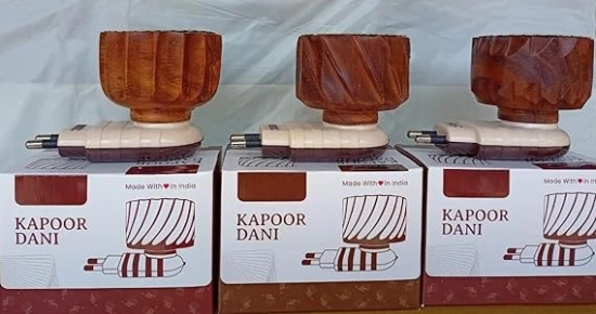 KATHIYAWADI Wooden Kapoor Dani, Electrical Camphor Diffuser, Electric Incense Burner, Kapoor Diffuser for Home, Kapoor dani, Karpuram Stand Burner for Home, Office