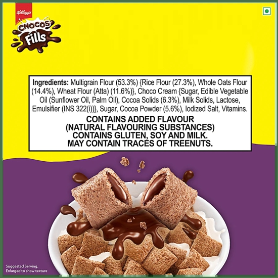 Kellogg's Chocos Fills, Double Chocolaty, Multigrain, High In Protein And B Vitamin, 0% Maida & Corn Flakes With Honey, 630G