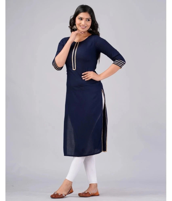 MAUKA Rayon Embroidered Straight Womens Kurti - Blue ( Pack of 1 ) - None