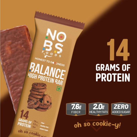 NO BS BALANCE HIGH PROTEIN BAR for healthy snacking and mini meal replacement, 14gm Protein, 8 gm fibre (oh so cookie-y)