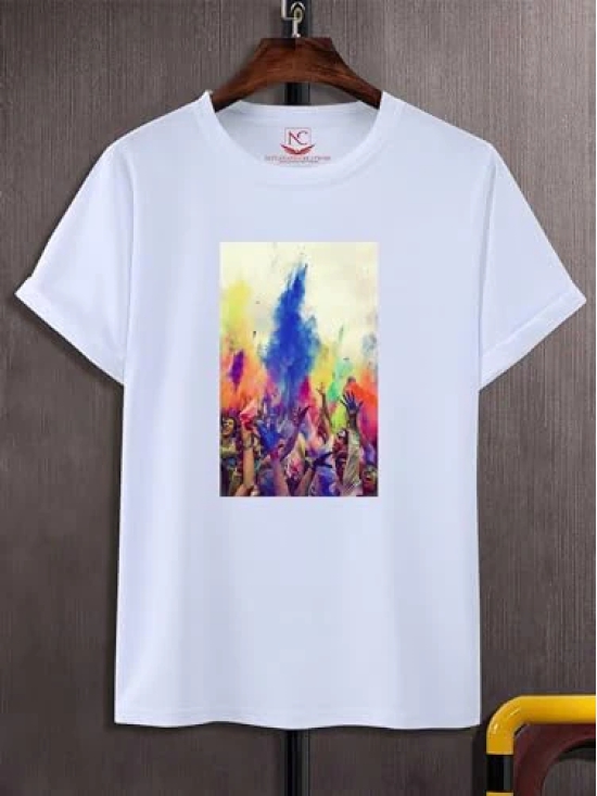 NITYANAND CREATIONS Round Neck White Holi T-Shirt for MEN-HOLI-T-SHIRT-11572-XL