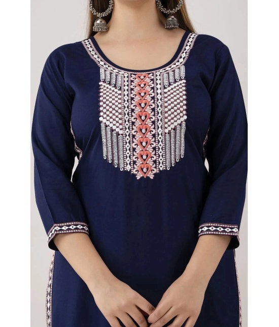 Kapadia - Navy Rayon Womens Straight Kurti ( Pack of 1 ) - None