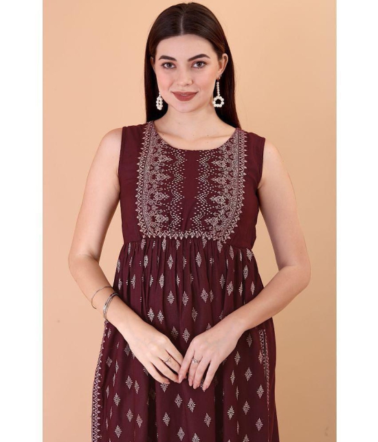 Glomee - Mauve Rayon Women's Straight Kurti ( Pack of 1 ) - None