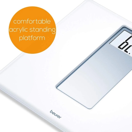 Beurer 725.3 PS160 Acrylic Electronic Bathroom Scales with Extra Large Display (White)