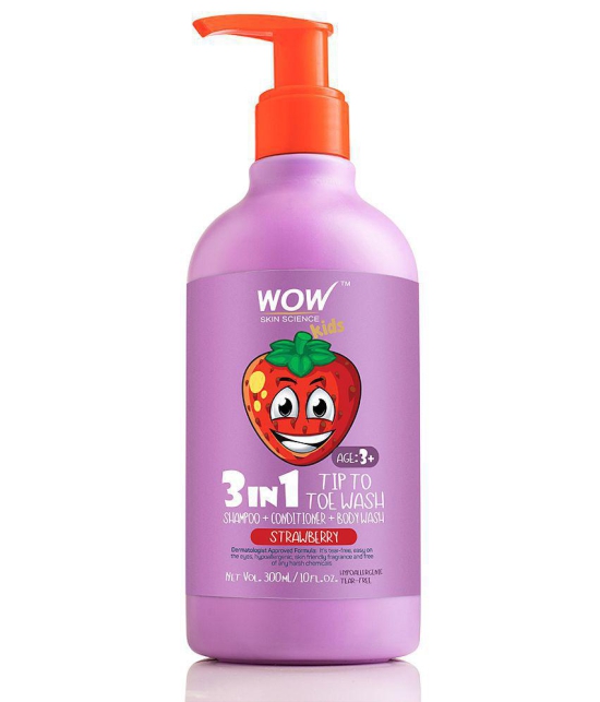 WOW Skin Science Kids 3 in 1 Tip to Toe Wash - Strawberry - 300 mL