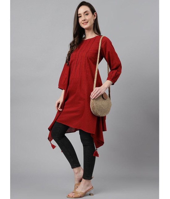 Janasya - Maroon Cotton Womens Tunic ( Pack of 1 ) - None