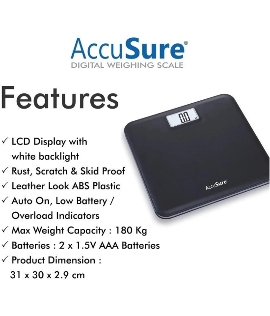 AccuSure Digital Electronic LCD Personal Body Fitness Weighing Scale 180 Kg Capacity