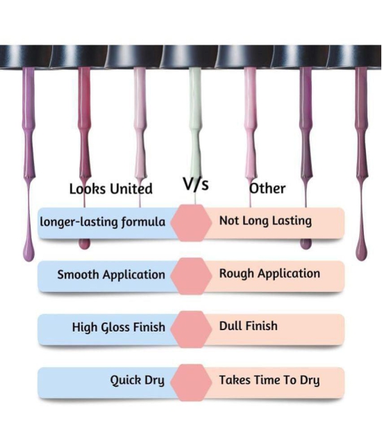 Looks United - Multi Glossy Nail Polish ( Pack of 6 )