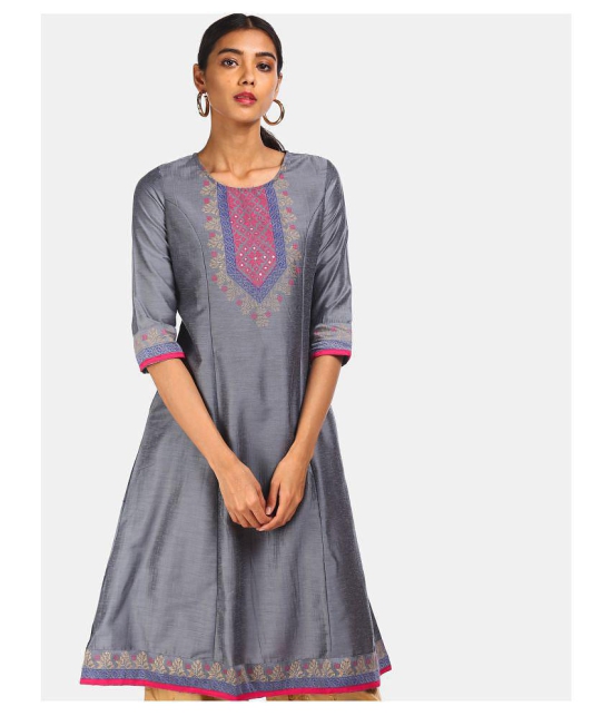 Karigari - Grey Polyester Women's A-line Kurti - M